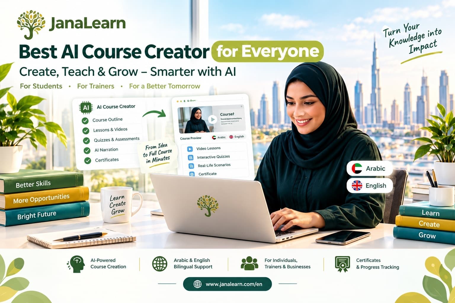 Trainer using the best AI course creator to build an online course on a laptop